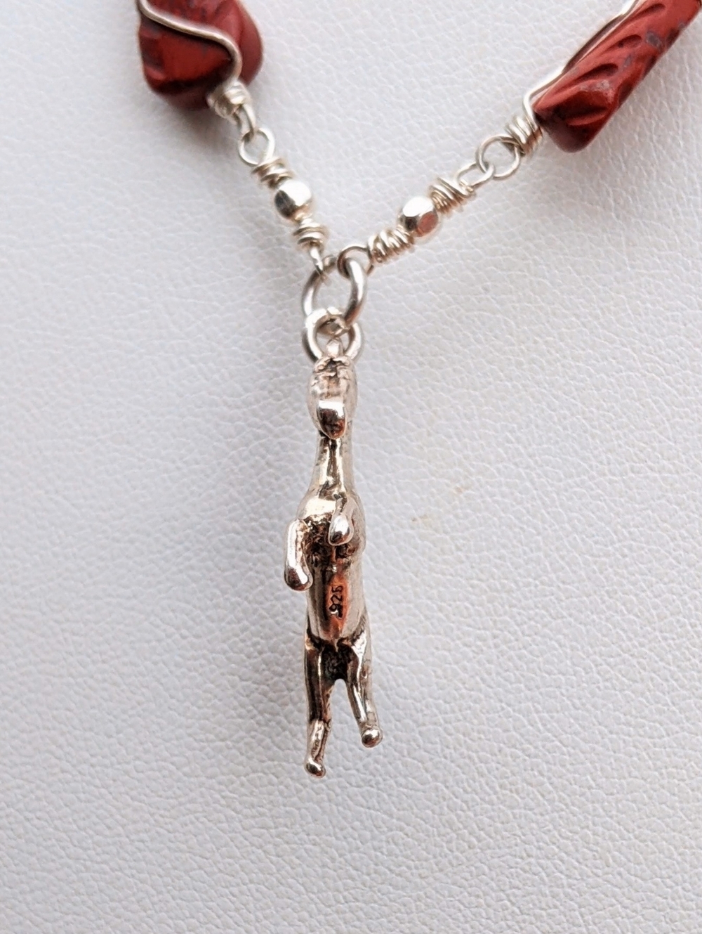 Sterling Silver Horse Pendant-925-Chain Necklace-Carved Red Jasper Gemstone - Picture 10 of 17